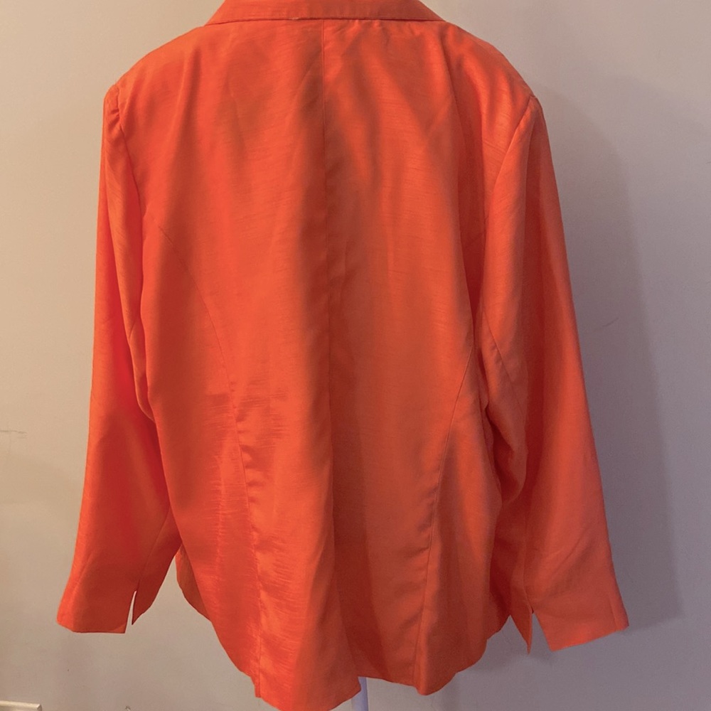 Maggie Barnes women’s plus blazer / jacket orange shine bright fabric size 2X - Picture 2 of 13